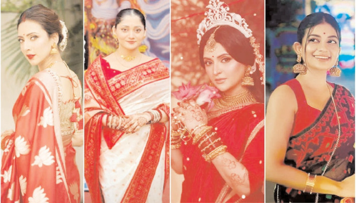 শারদীয় সাজে মুগ্ধতা ছড়ালেন ঢালিউডের অভিনেত্রীরা